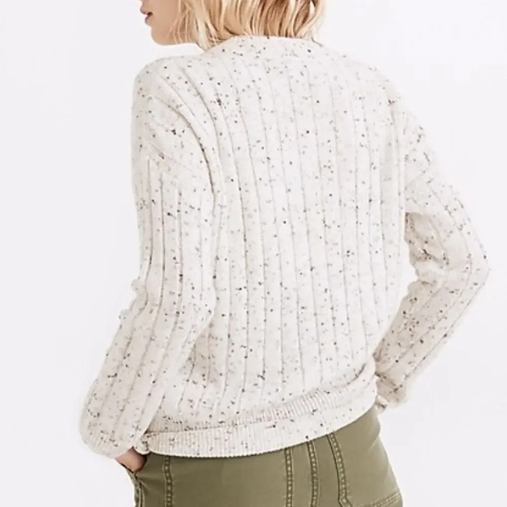 Madewell Donegal‎ Bowden Henley Wool Blend Sweater Coziest Yarn in Cream